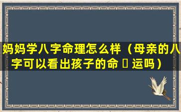 妈妈学八字命理怎么样（母亲的八字可以看出孩子的命 ☘ 运吗）